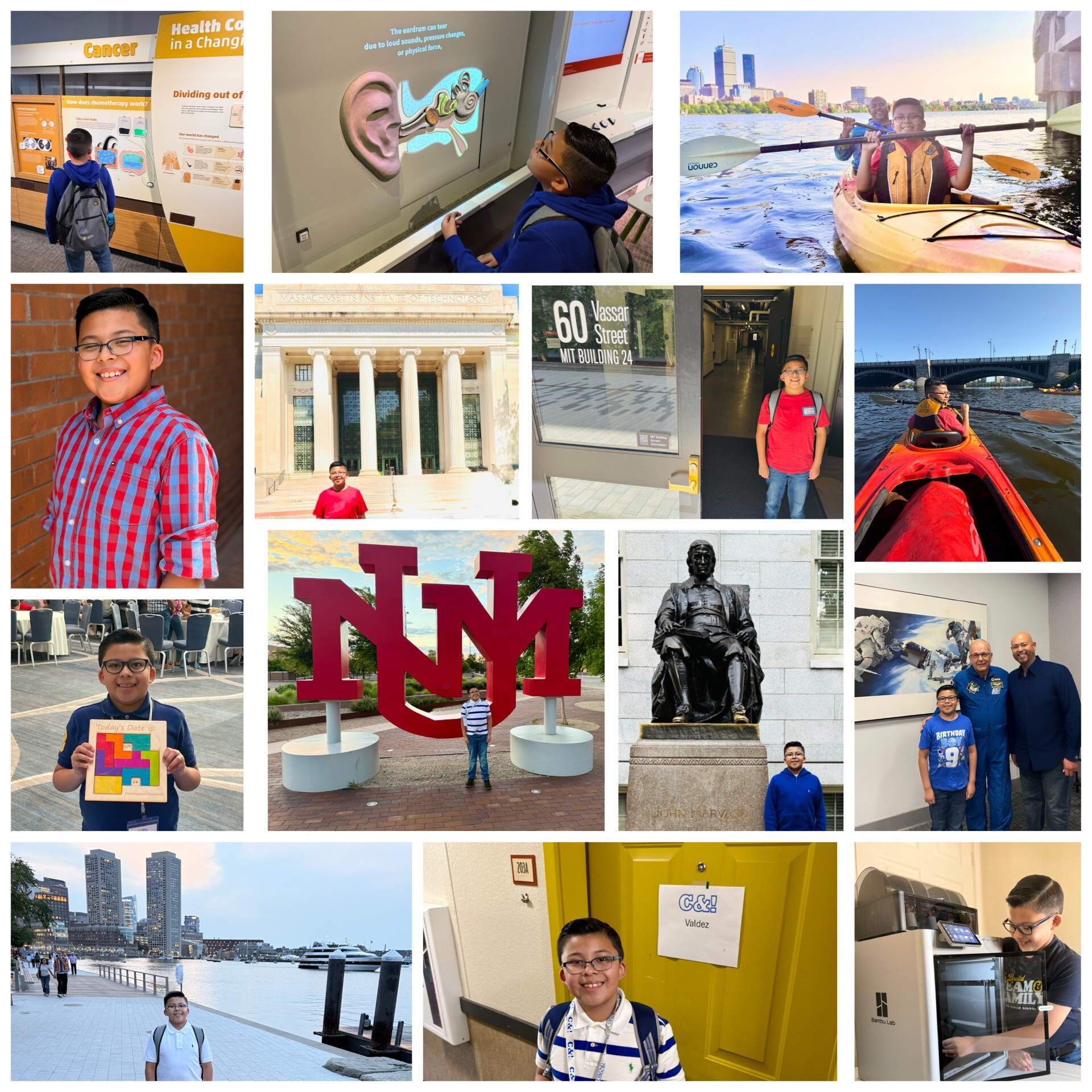A collage of Sebastian’s academic interests, travels and activities