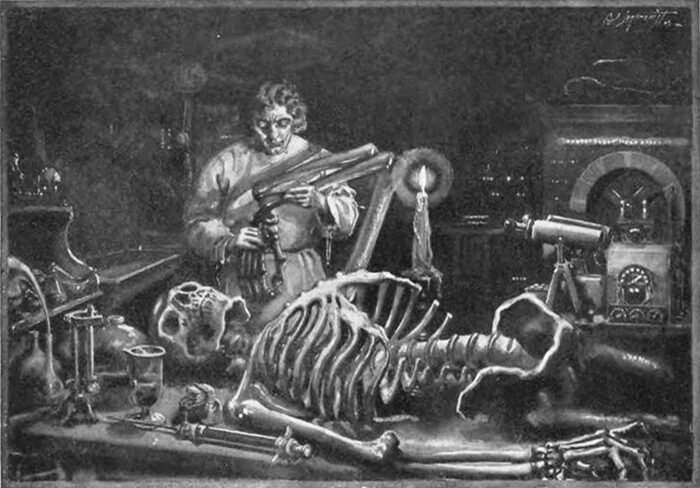 Frankenstein in his lab from the 1927 published version