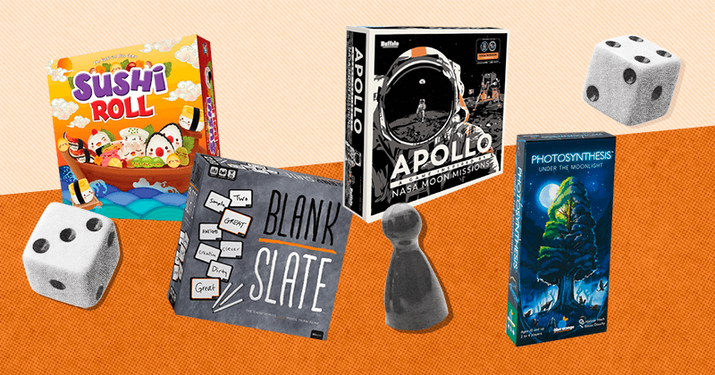 A composite of several board games on Mensa's Game Night Wishlist