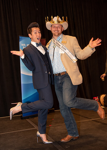 Mr. Mensa Emcee Nguyen Pham stands with 2019 Mr. Mensa, Jared Foote.