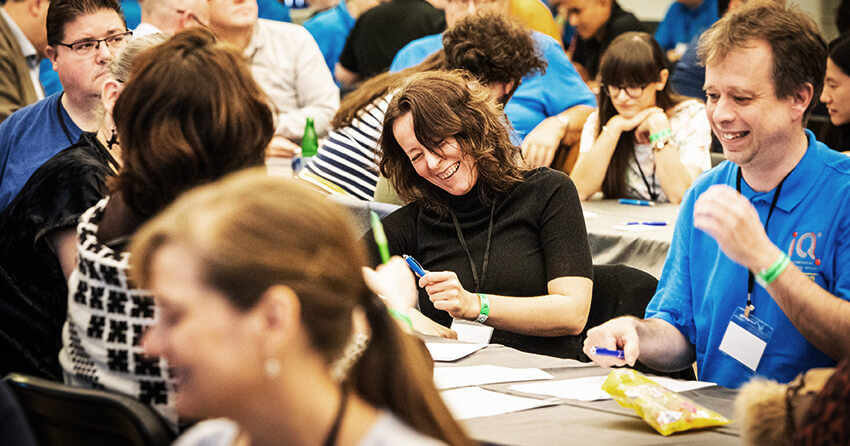 A photograph of individuals competing at the 2019 World Quizzing Championships in 2019.