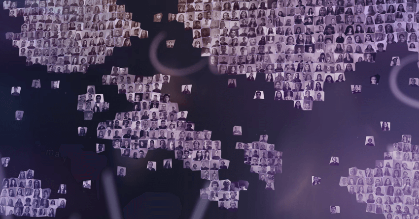 An image of people singing virtually