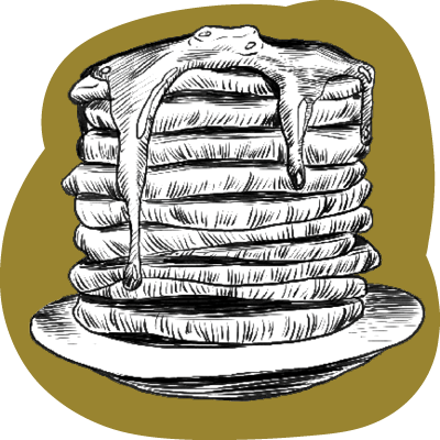 Illustration of a stack of pancakes.