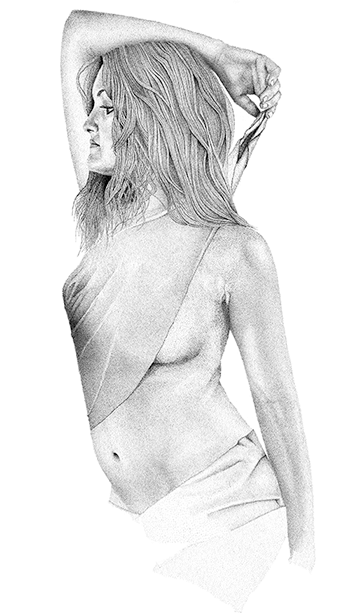 Pointillism illustration of a woman 
