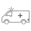 Small black and white image of an ambulance