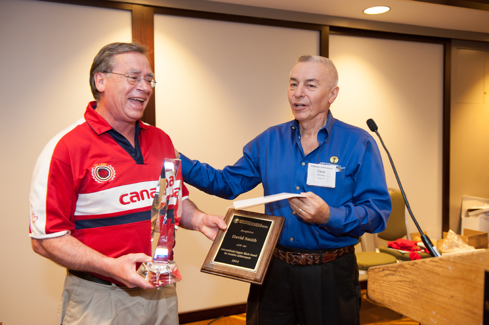 Dave Felt presents David Smith with the ICBA