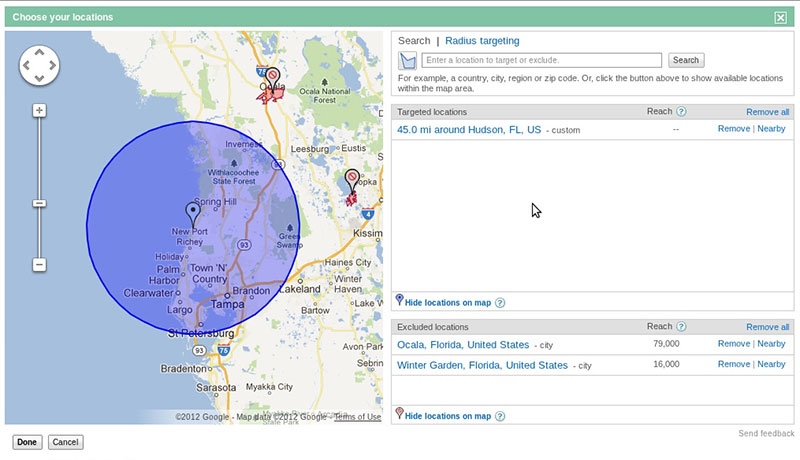 AdWords geographaphy tool