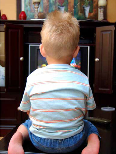 Child watching television