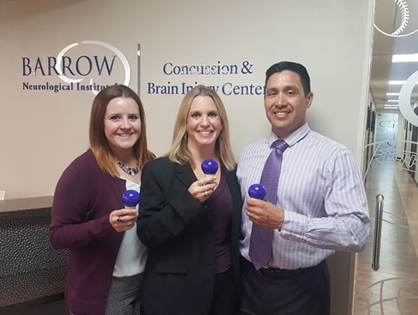 Dr. Glynnis Zieman, Ashley Bridwell, and Dr. Javier Cardenas from the Barrow Neurological Institute